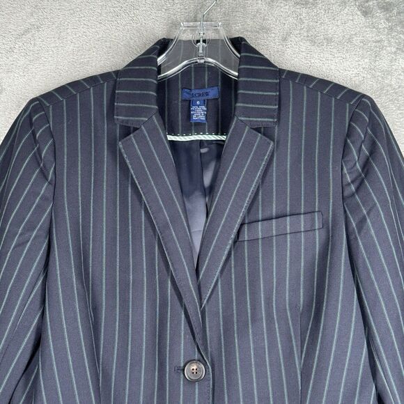 J Crew Blazer Women 6 Navy Blue Striped Jacket Preppy Academia Corpcore Polished - Picture 4 of 7